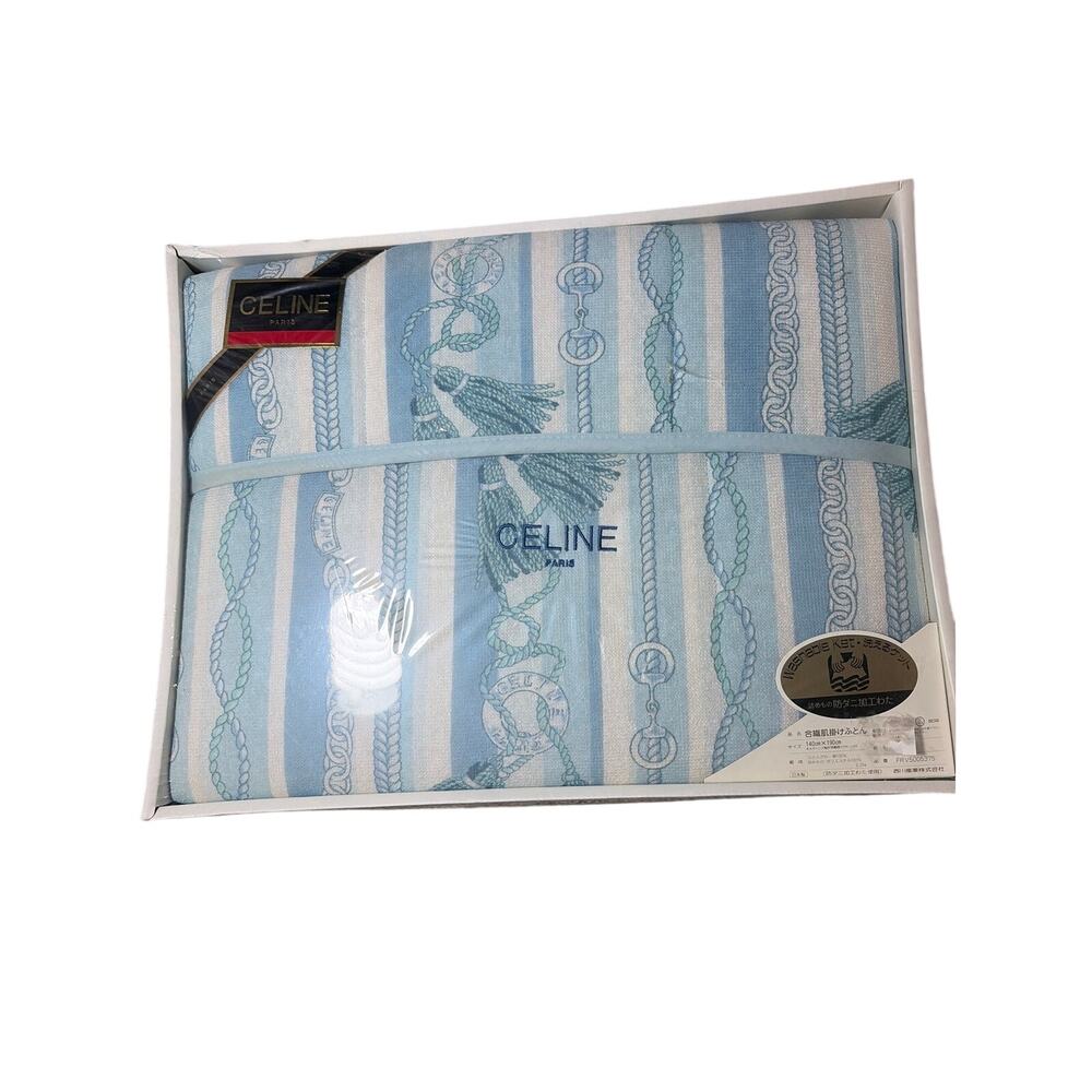 Celine Paris  Twin Lightweight Comforter Blanket Throw Cotton Blue Washable NEW